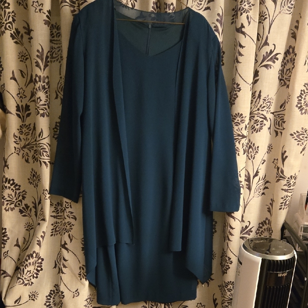 Cattiva Teal Dress and Cardigan Set